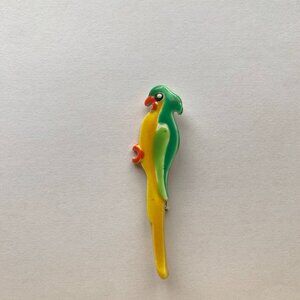 Vintage Yellow & Green Parrot Bird Pin / Brooch